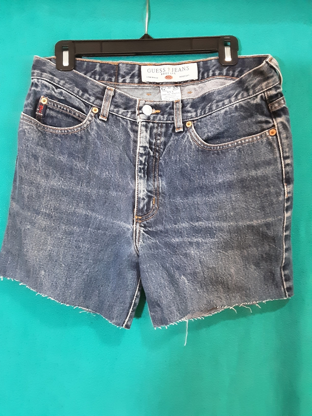 Guess Distressed Mid-Blue Denim Cutoff Shorts